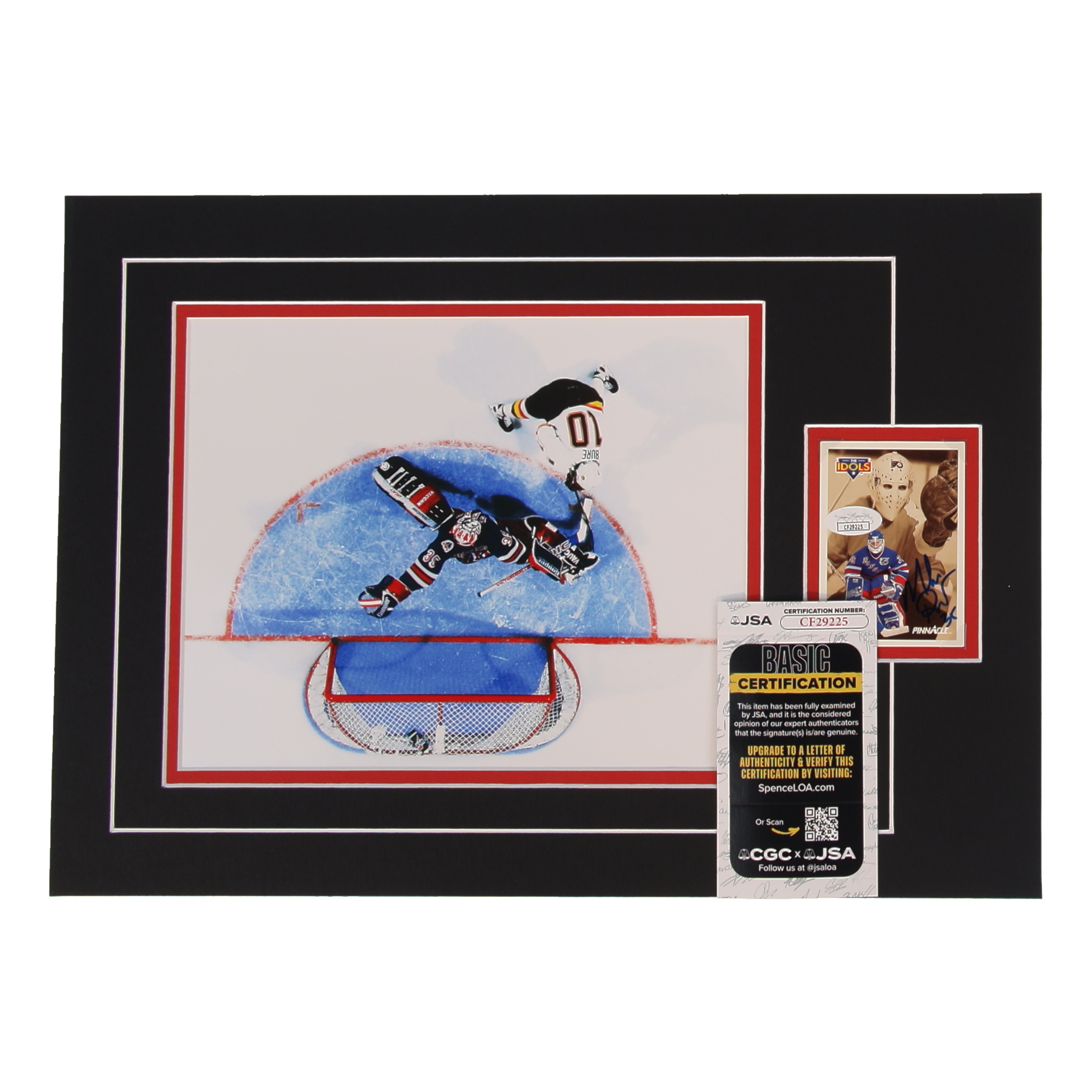 Mike Richter Signed 12x17 Custom Matted Sports Card Display with Photo (JSA) at PristineAuction.com Mike Richter Signed 12x17 Custom Matted Sports Card Display with Photo (JSA) at PristineAuction.com