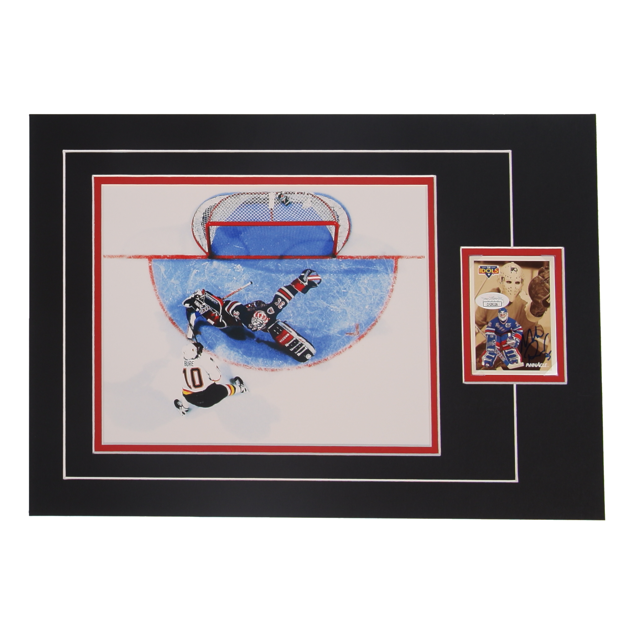 Mike Richter Signed 12x17 Custom Matted Sports Card Display with Photo (JSA) at PristineAuction.com Mike Richter Signed 12x17 Custom Matted Sports Card Display with Photo (JSA) at PristineAuction.com