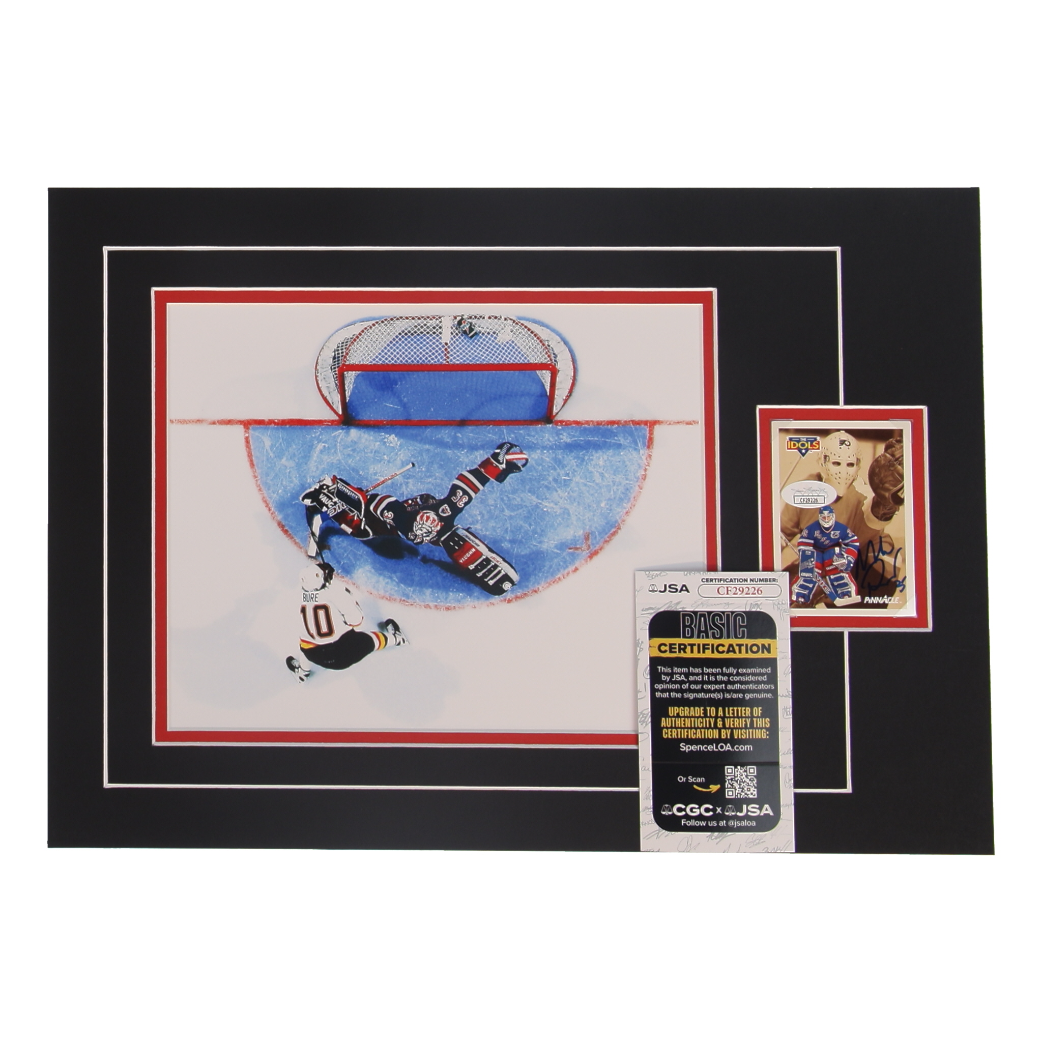 Mike Richter Signed 12x17 Custom Matted Sports Card Display with Photo (JSA) at PristineAuction.com Mike Richter Signed 12x17 Custom Matted Sports Card Display with Photo (JSA) at PristineAuction.com