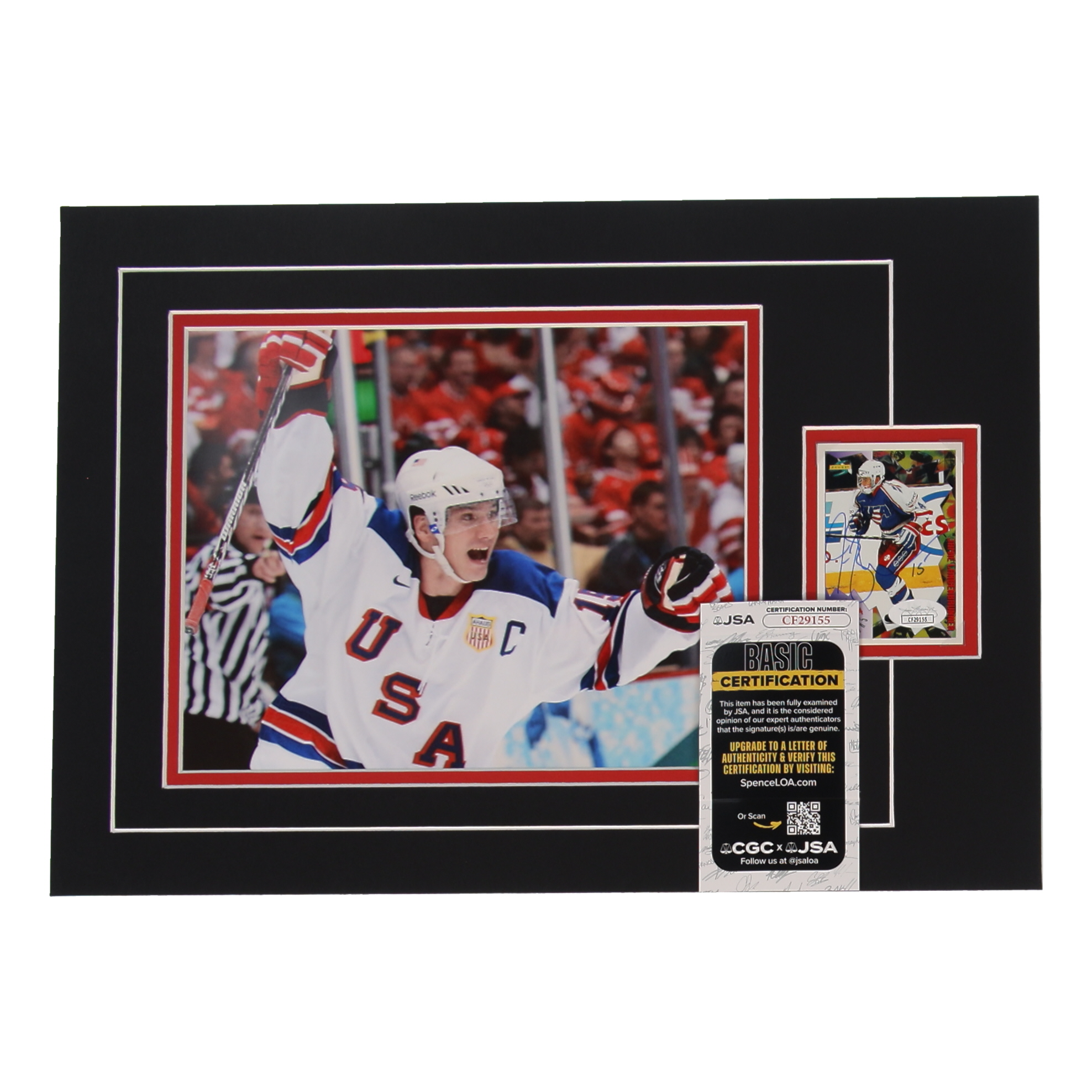 Jamie Langenbrunner Signed 12x17 Custom Matted Sports Card Display with Photo (JSA) at PristineAuction.com Jamie Langenbrunner Signed 12x17 Custom Matted Sports Card Display with Photo (JSA) at PristineAuction.com