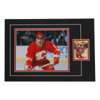 Joe Mullen Signed 12x17 Custom Matted Sports Card Display with Photo (JSA) at PristineAuction.com