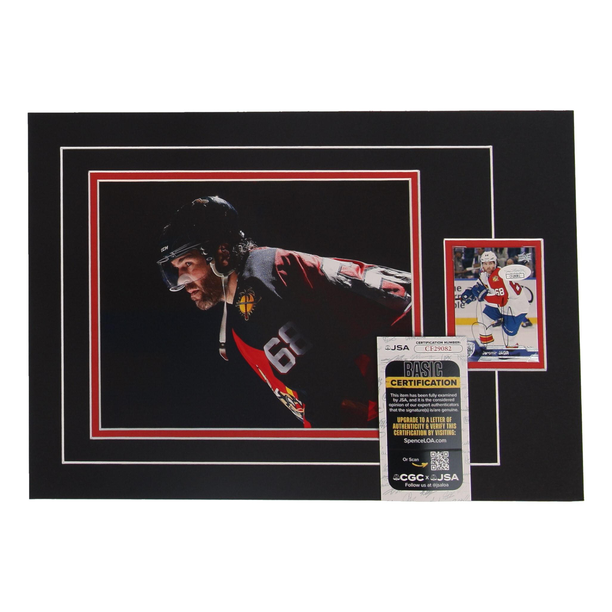 Jaromir Jagr Signed 12x17 Custom Matted Sports Card Display with Photo (JSA) at PristineAuction.com Jaromir Jagr Signed 12x17 Custom Matted Sports Card Display with Photo (JSA) at PristineAuction.com