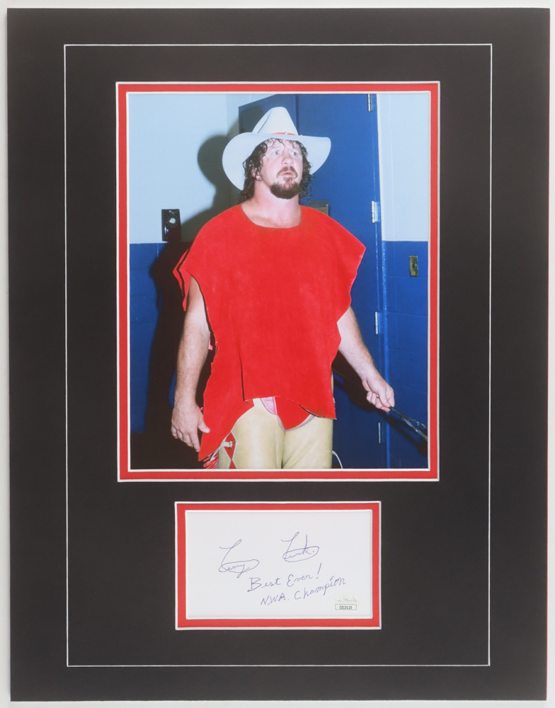 Terry Funk Signed Cut Custom Lithograph Display with Photo Inscribed "Best Ever, NWA Champion" (JSA) at PristineAuction.com Terry Funk Signed Cut Custom Lithograph Display with Photo Inscribed "Best Ever, NWA Champion" (JSA) at PristineAuction.com