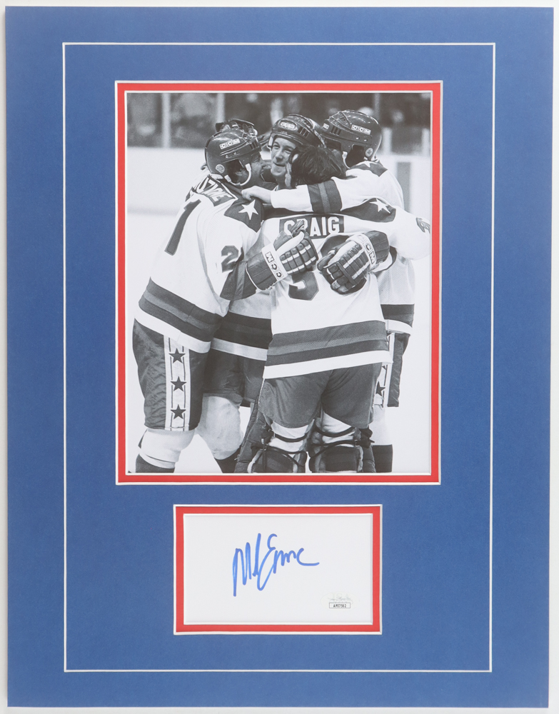 Mike Eruzione Signed Team USA Cut Custom Lithograph Display with Photo (JSA) at PristineAuction.com Mike Eruzione Signed Team USA Cut Custom Lithograph Display with Photo (JSA) at PristineAuction.com