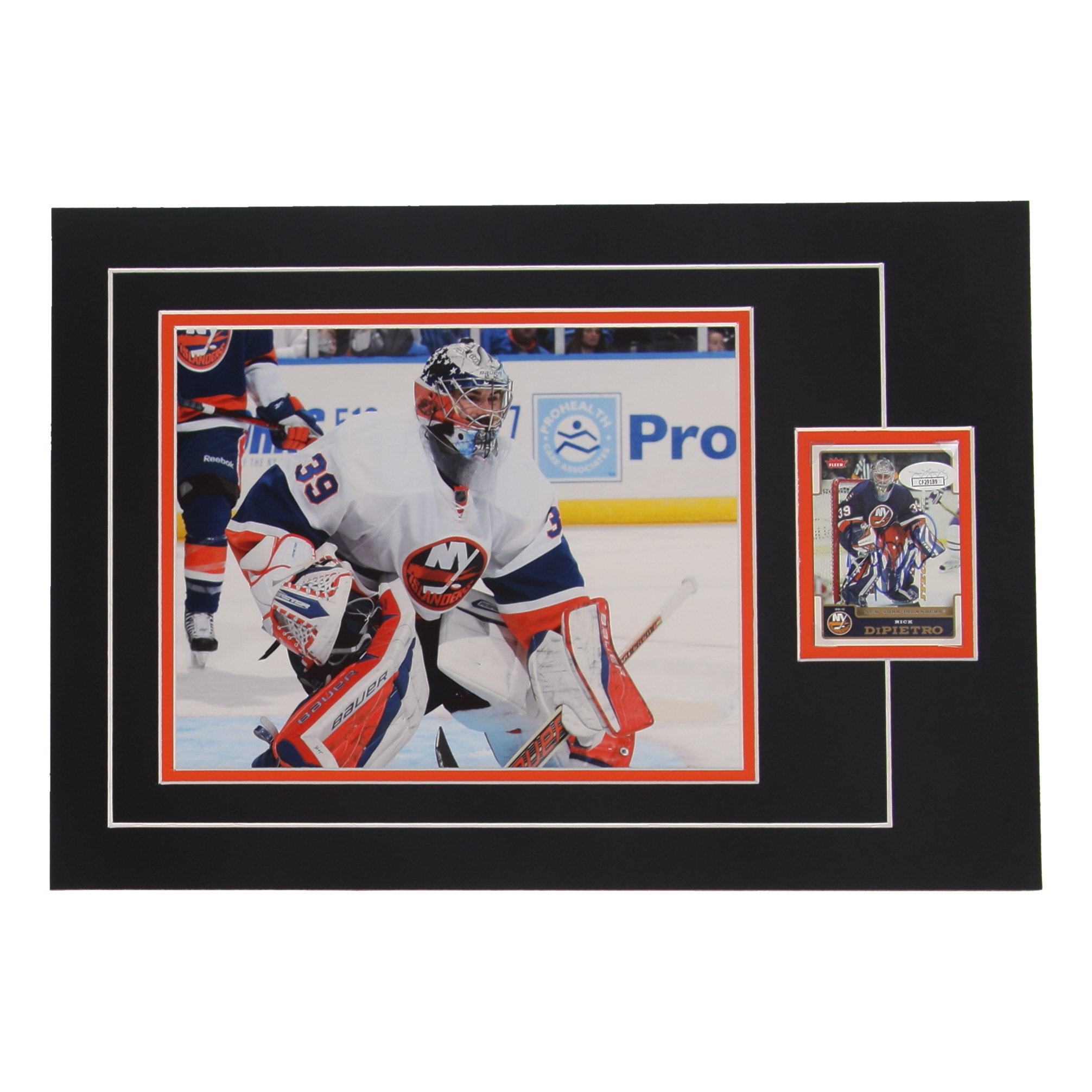 Rick Dipietro Signed 12x17 Custom Matted Sports Card Display with Photo (JSA) at PristineAuction.com Rick Dipietro Signed 12x17 Custom Matted Sports Card Display with Photo (JSA) at PristineAuction.com