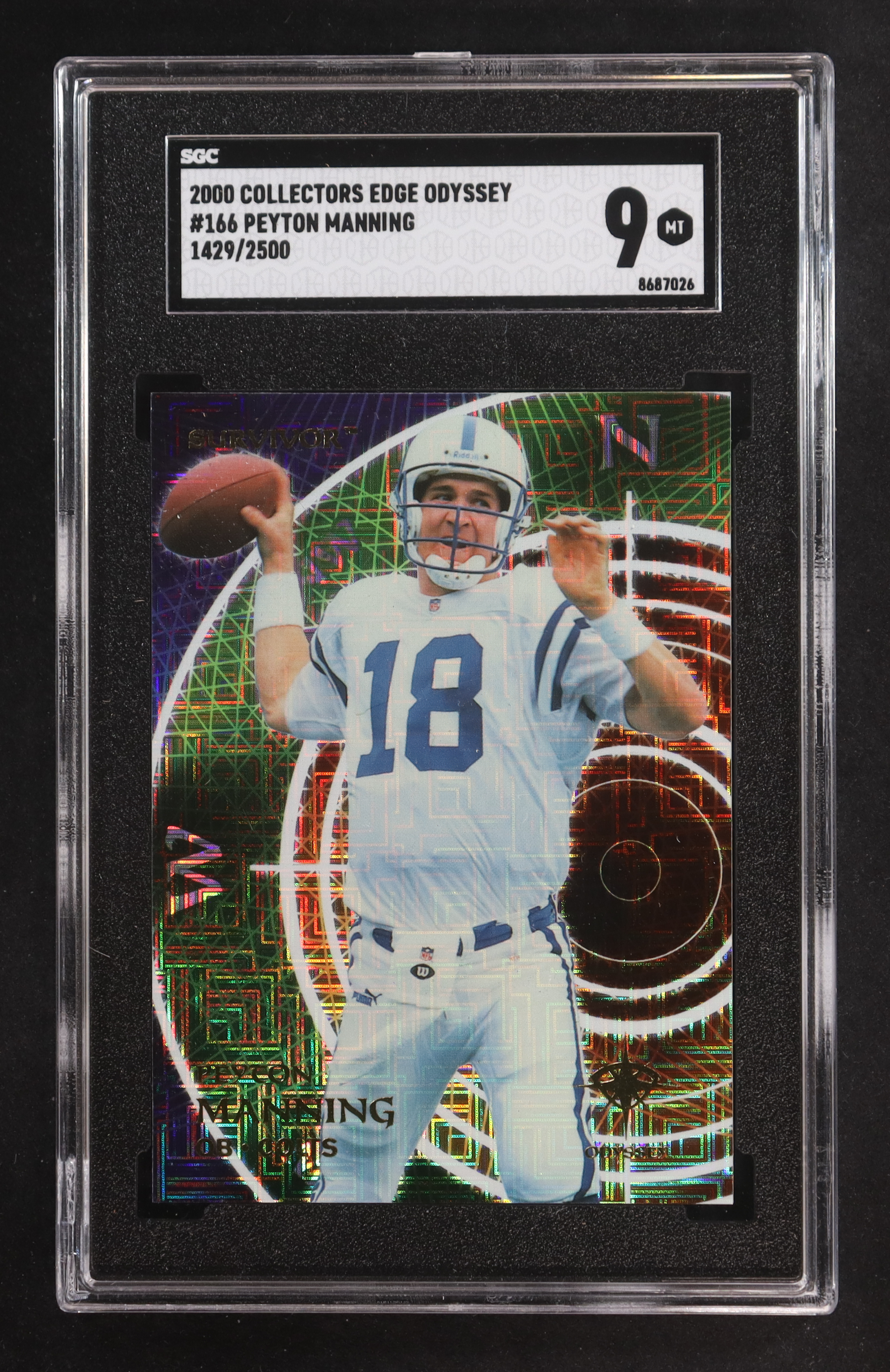 Peyton Manning 2000 Collector's Edge Odyssey #166 #1429/2500 (SGC 9) at PristineAuction.com Peyton Manning 2000 Collector's Edge Odyssey #166 #1429/2500 (SGC 9) at PristineAuction.com