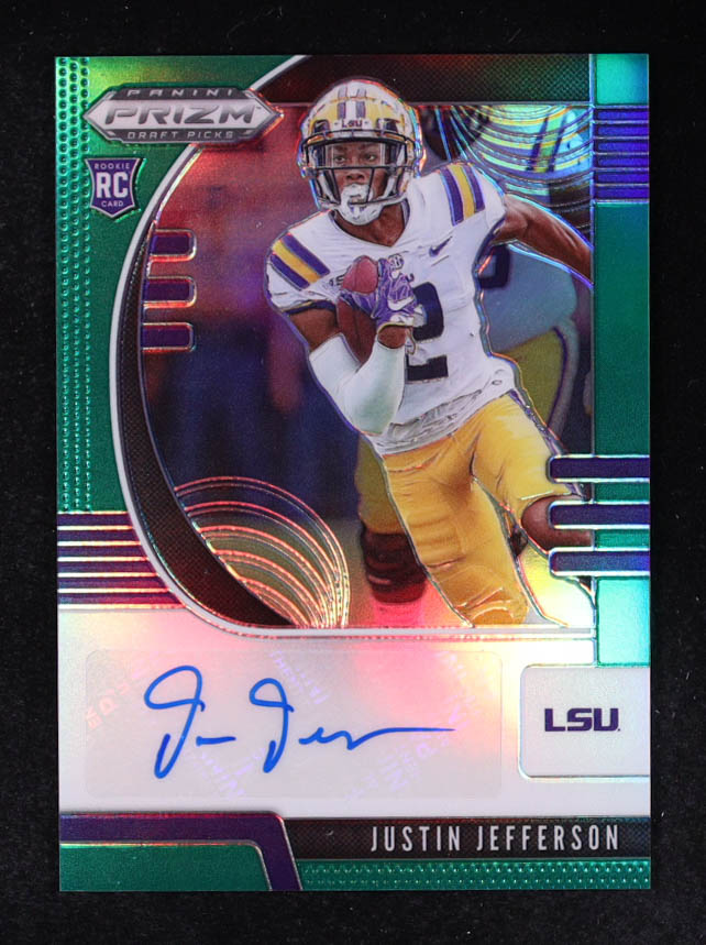 Justin Jefferson 2020 Panini Prizm Draft Picks Autograph Prizms Green #126 RC at PristineAuction.com Justin Jefferson 2020 Panini Prizm Draft Picks Autograph Prizms Green #126 RC at PristineAuction.com