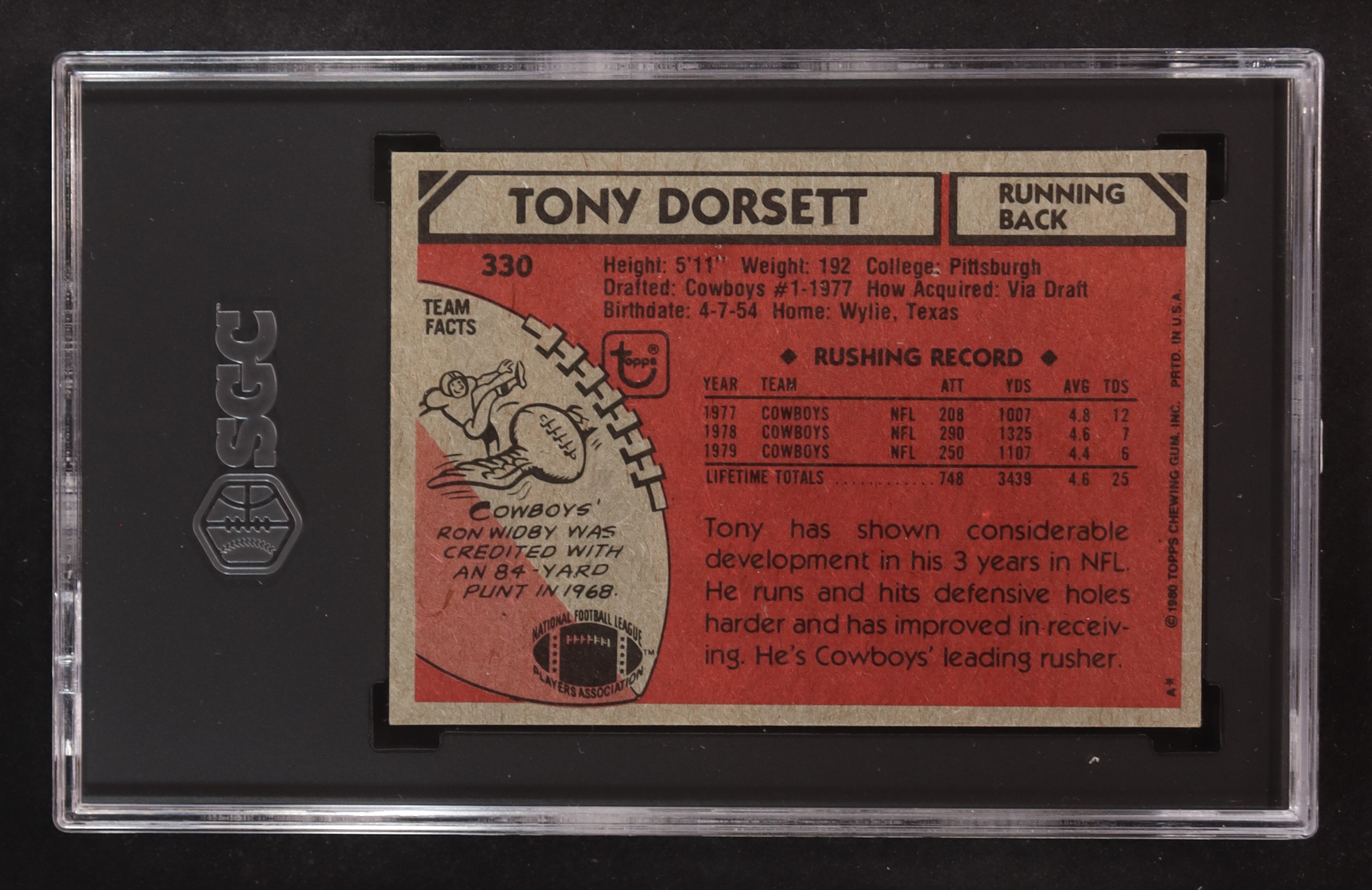 Tony Dorsett 1980 Topps #330 (SGC 8.5) at PristineAuction.com Tony Dorsett 1980 Topps #330 (SGC 8.5) at PristineAuction.com