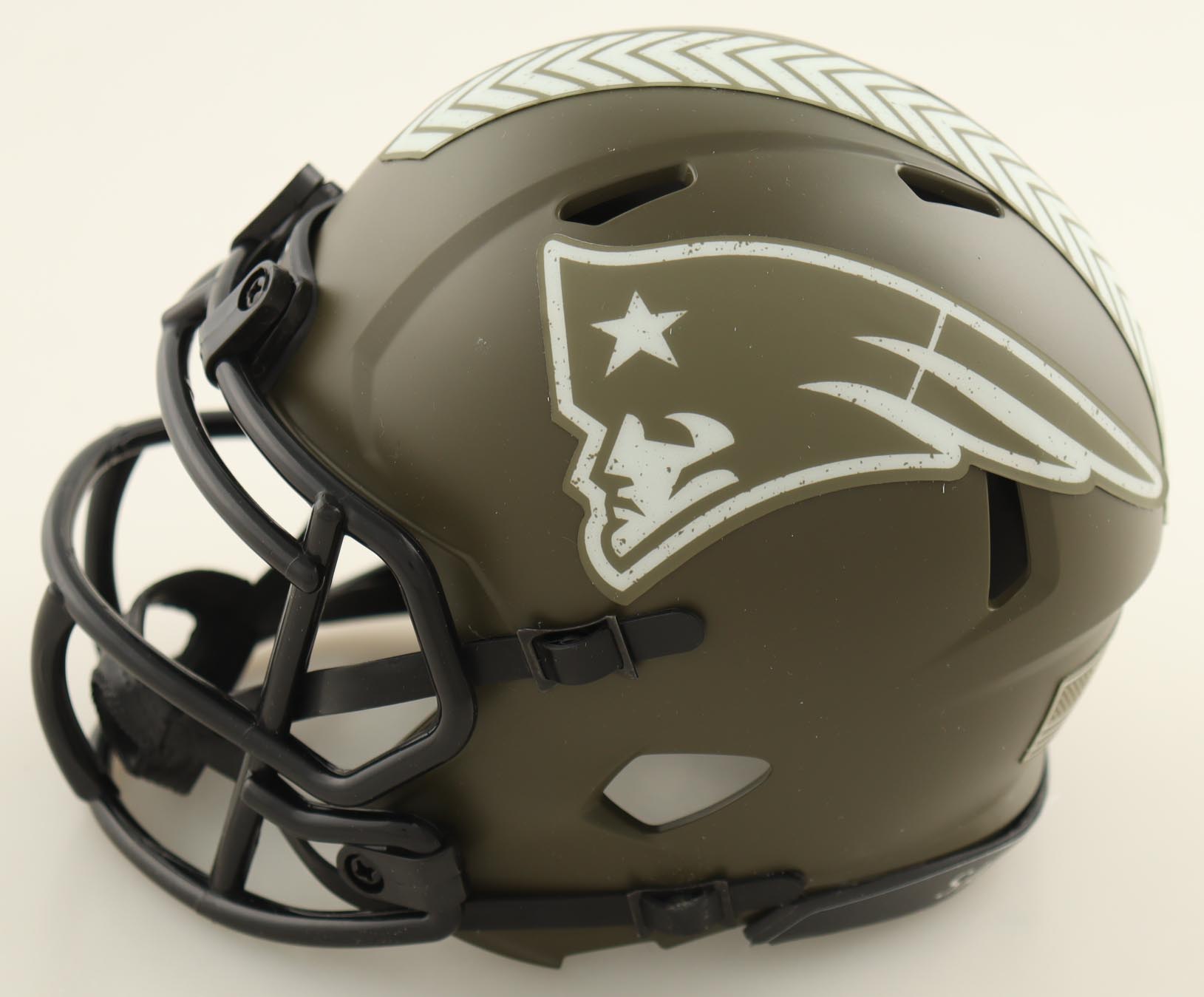 Bailey Zappe Signed Patriots Salute to Service Alternate Speed Mini Helmet (JSA) at PristineAuction.com Bailey Zappe Signed Patriots Salute to Service Alternate Speed Mini Helmet (JSA) at PristineAuction.com