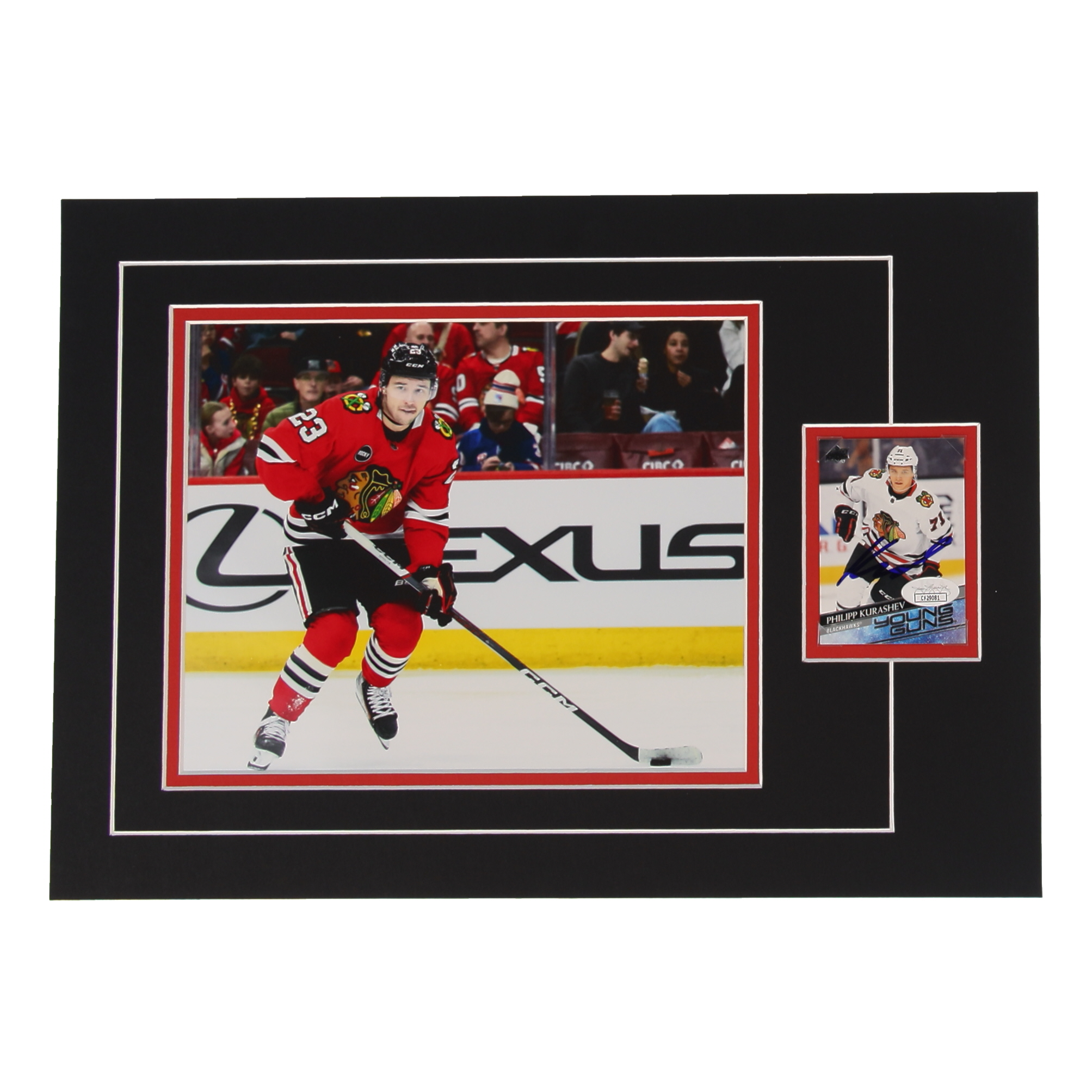 Philipp Kurashev Signed 12x17 Custom Matted Sports Card RC Display with Photo (JSA) at PristineAuction.com Philipp Kurashev Signed 12x17 Custom Matted Sports Card RC Display with Photo (JSA) at PristineAuction.com