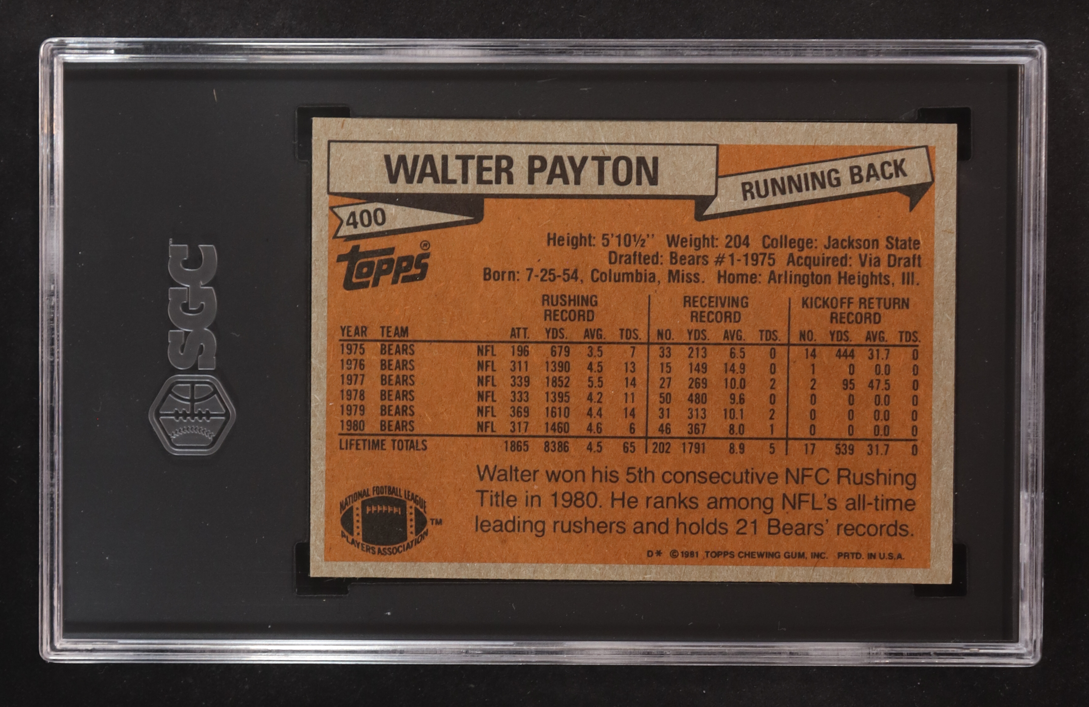 Walter Payton 1981 Topps #400 (SGC 8.5) at PristineAuction.com Walter Payton 1981 Topps #400 (SGC 8.5) at PristineAuction.com