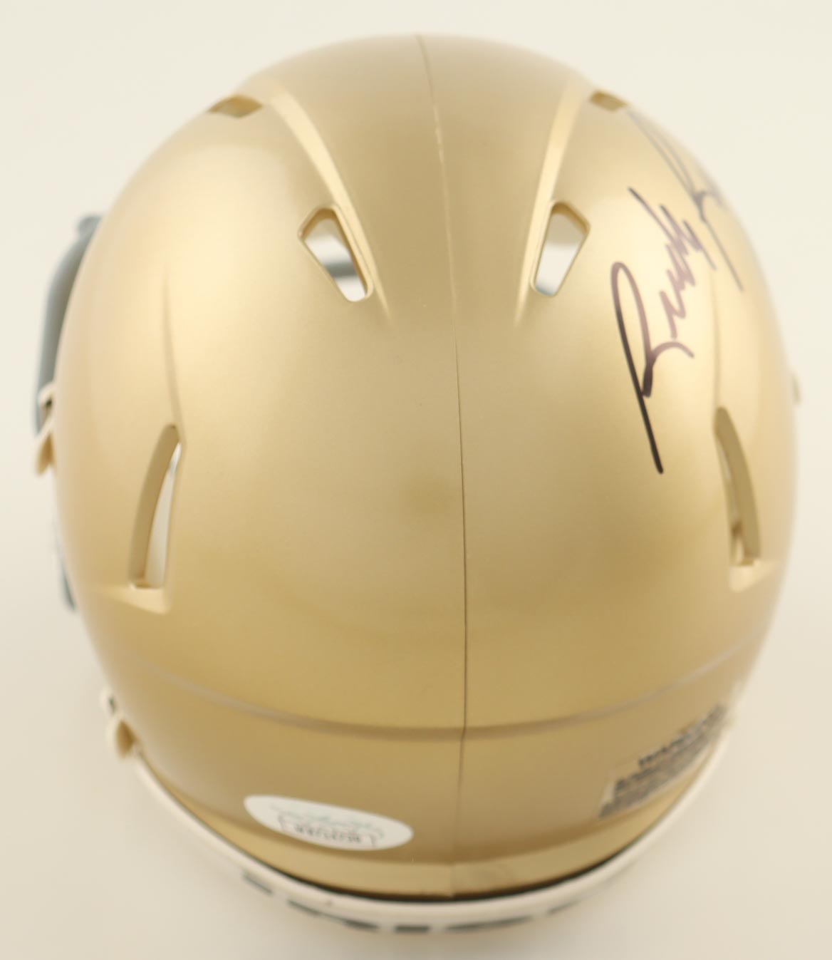Rudy Ruettiger Signed Notre Dame Fighting Irish Speed Mini Helmet (JSA) at PristineAuction.com Rudy Ruettiger Signed Notre Dame Fighting Irish Speed Mini Helmet (JSA) at PristineAuction.com