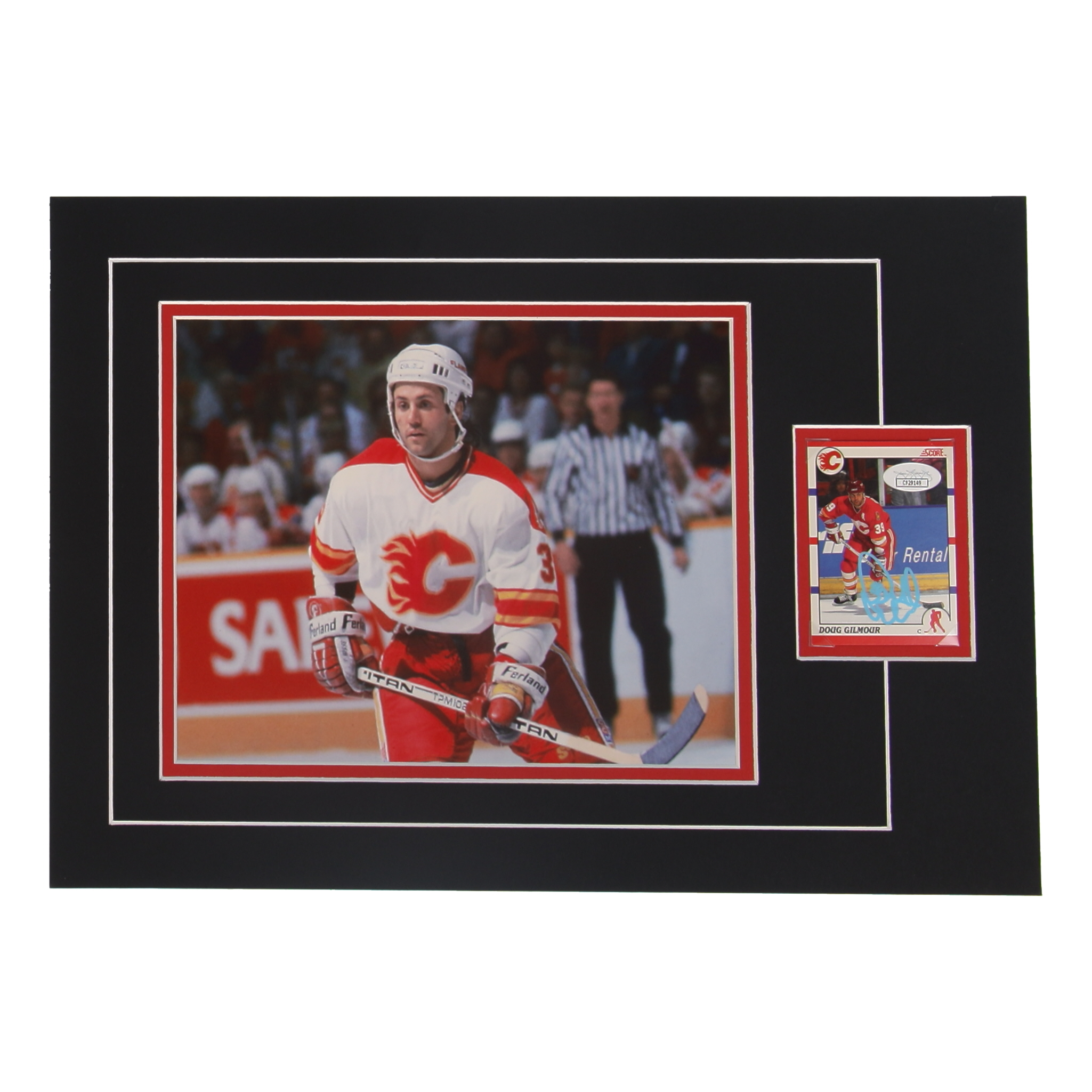 Doug Gilmour Signed 12x17 Custom Matted Sports Card Display with Photo (JSA) at PristineAuction.com Doug Gilmour Signed 12x17 Custom Matted Sports Card Display with Photo (JSA) at PristineAuction.com