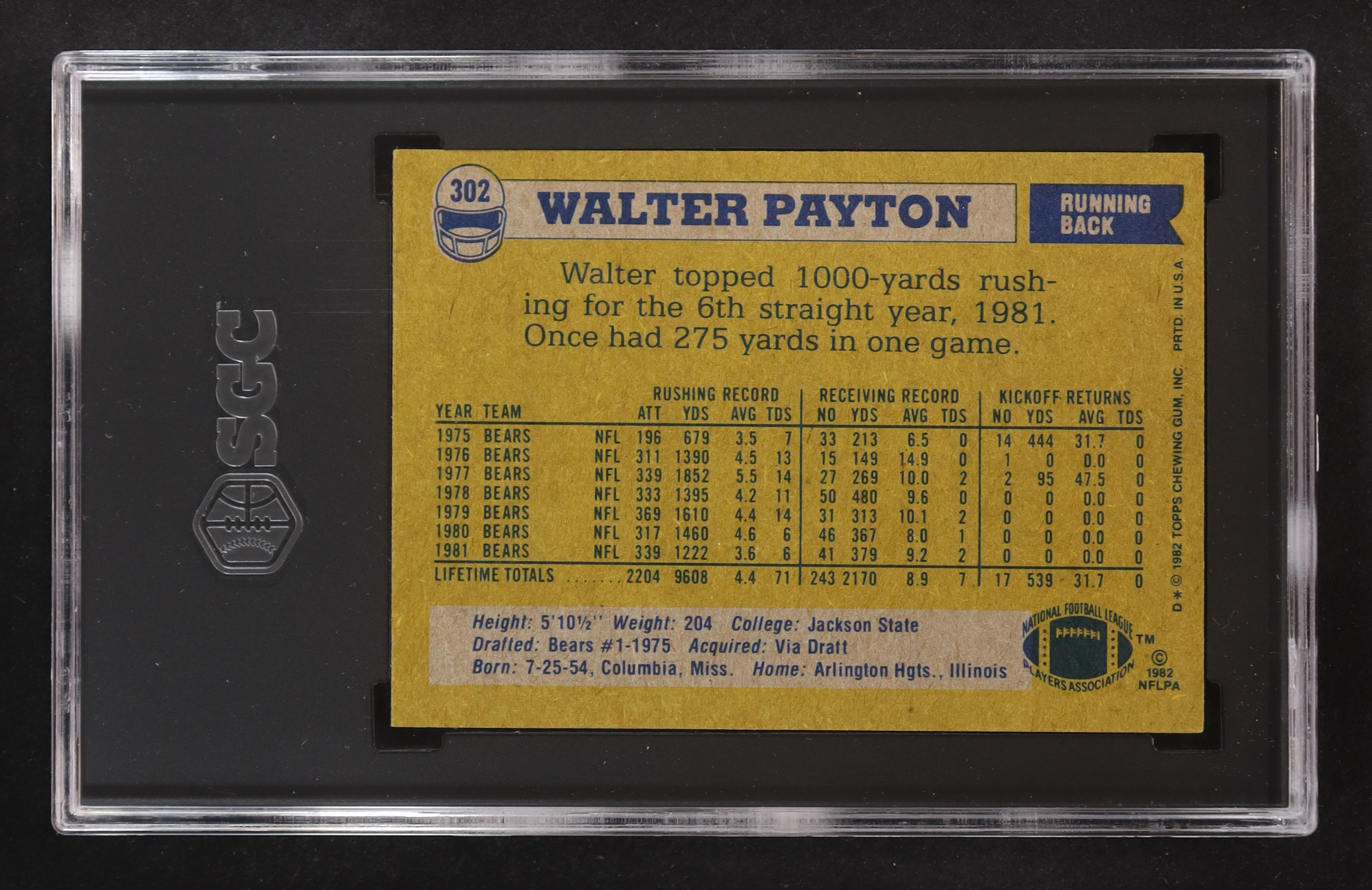 Walter Payton 1982 Topps #302 (SGC 7.5) at PristineAuction.com Walter Payton 1982 Topps #302 (SGC 7.5) at PristineAuction.com