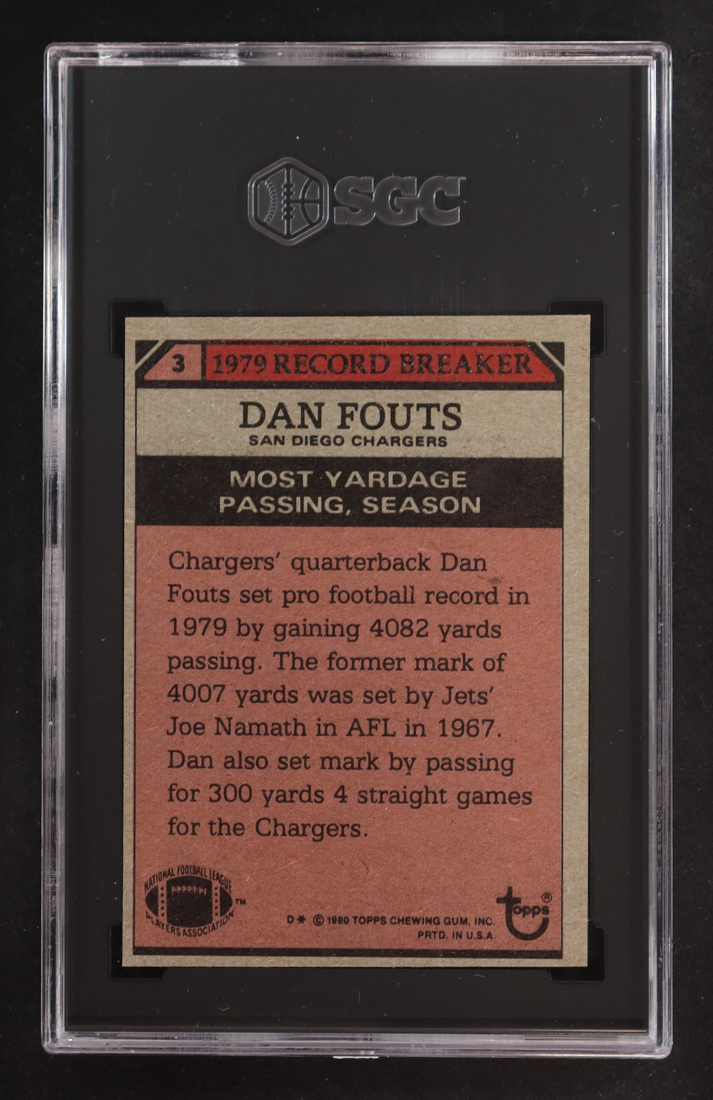 Dan Fouts 1980 Topps Record Breaker #3 (SGC 7.5) at PristineAuction.com Dan Fouts 1980 Topps Record Breaker #3 (SGC 7.5) at PristineAuction.com