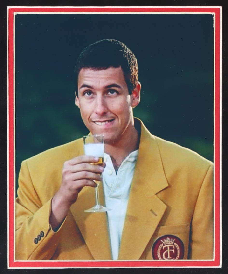 Adam Sandler Signed Custom Framed Tour Championship Gold Jacket Display with Photos (PSA) at PristineAuction.com Adam Sandler Signed Custom Framed Tour Championship Gold Jacket Display with Photos (PSA) at PristineAuction.com
