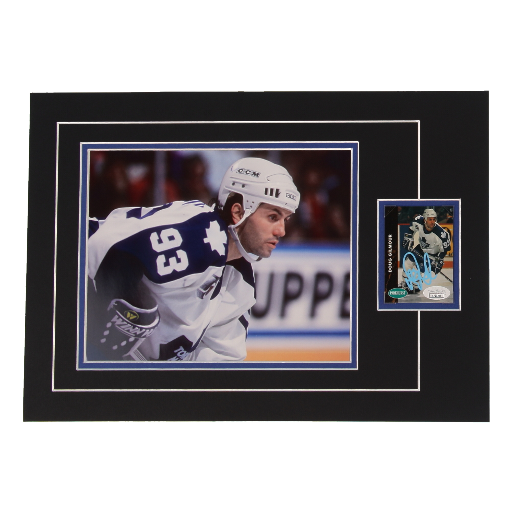 Doug Gilmour Signed 12x17 Custom Matted Sports Card Display with Photo (JSA) at PristineAuction.com Doug Gilmour Signed 12x17 Custom Matted Sports Card Display with Photo (JSA) at PristineAuction.com