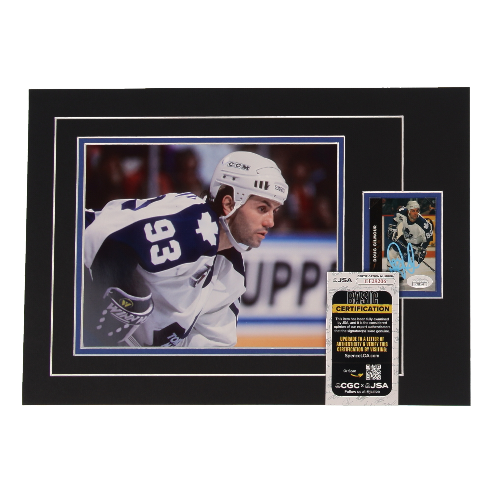 Doug Gilmour Signed 12x17 Custom Matted Sports Card Display with Photo (JSA) at PristineAuction.com Doug Gilmour Signed 12x17 Custom Matted Sports Card Display with Photo (JSA) at PristineAuction.com