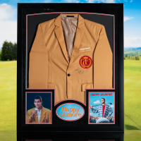 Adam Sandler Signed Custom Framed Tour Championship Gold Jacket Display with Photos (PSA) at PristineAuction.com