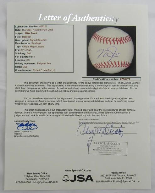 Mike Trout Signed OML Baseball (JSA) at PristineAuction.com Mike Trout Signed OML Baseball (JSA) at PristineAuction.com