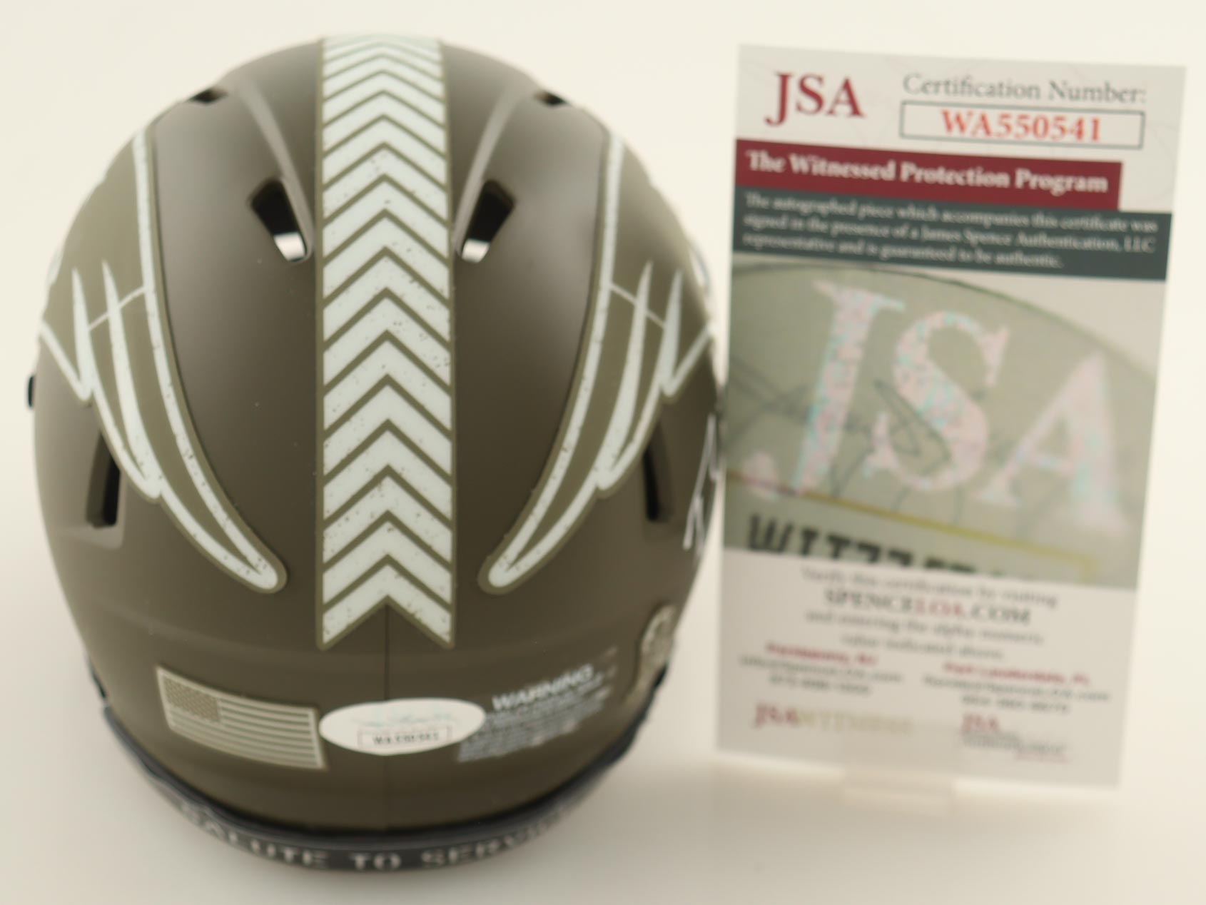 Bailey Zappe Signed Patriots Salute to Service Alternate Speed Mini Helmet (JSA) at PristineAuction.com Bailey Zappe Signed Patriots Salute to Service Alternate Speed Mini Helmet (JSA) at PristineAuction.com