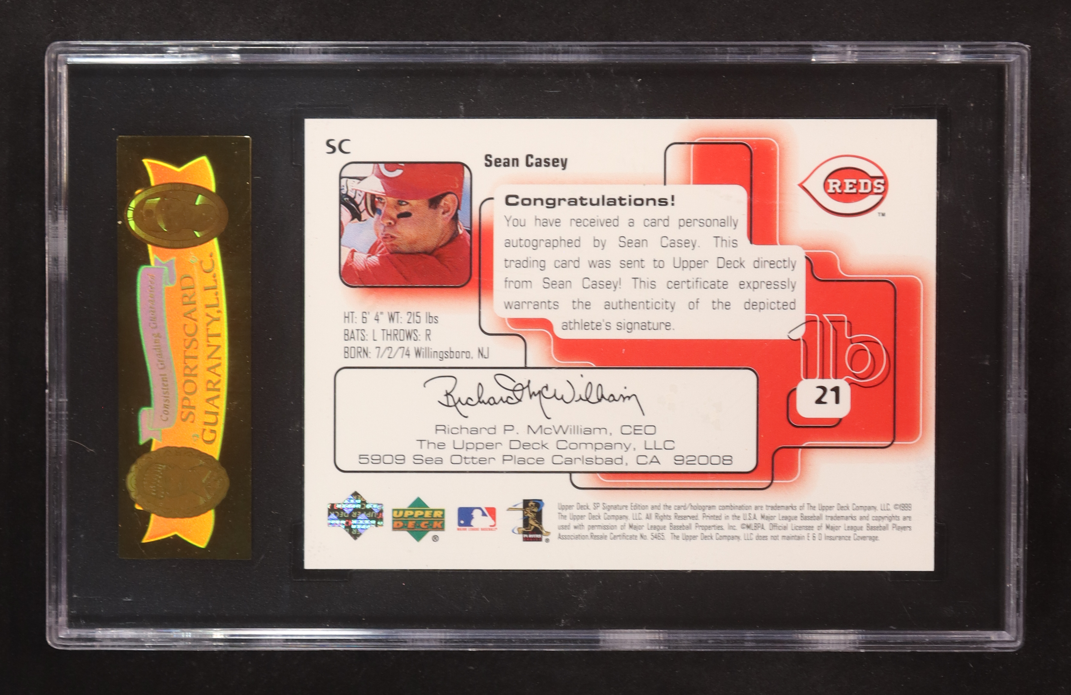 Sean Casey 1999 Sp Signature Edition Auto (SGC 9) at PristineAuction.com Sean Casey 1999 Sp Signature Edition Auto (SGC 9) at PristineAuction.com