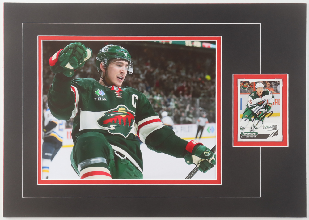Jared Spurgeon Signed Wild Sports Card Custom Lithograph Display with Photo (JSA) at PristineAuction.com Jared Spurgeon Signed Wild Sports Card Custom Lithograph Display with Photo (JSA) at PristineAuction.com
