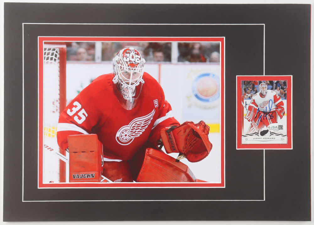 Jimmy Howard Signed Red Wings Sports Card Custom Lithograph Display with Photo (JSA) at PristineAuction.com Jimmy Howard Signed Red Wings Sports Card Custom Lithograph Display with Photo (JSA) at PristineAuction.com