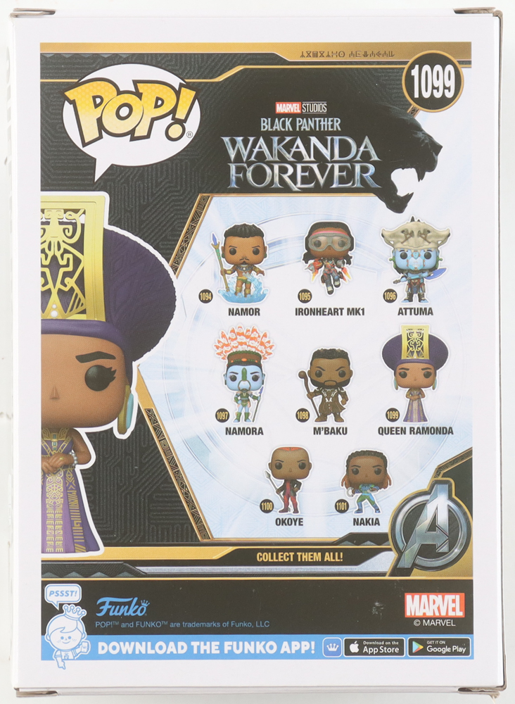 Angela Bassett & Ryan Coogler Signed "Wakanda Forever" #1099 Queen Ramonda Funko Pop! Vinyl Figure (JSA) at PristineAuction.com Angela Bassett & Ryan Coogler Signed "Wakanda Forever" #1099 Queen Ramonda Funko Pop! Vinyl Figure (JSA) at PristineAuction.com
