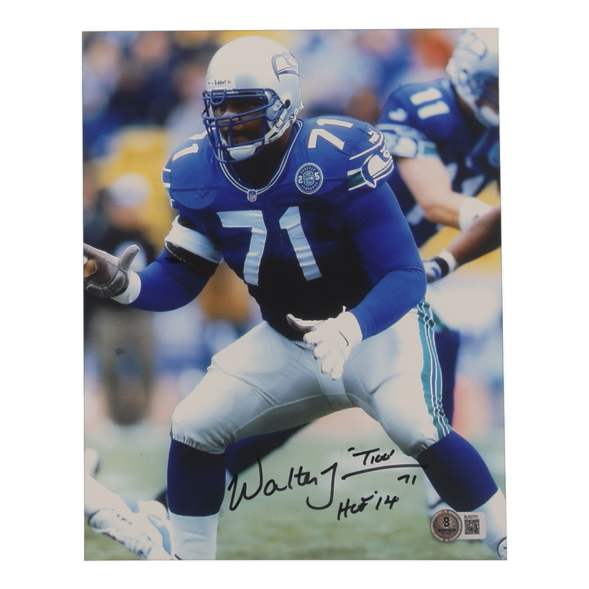 Walter Jones Signed Seahawks 8x10 Photo Inscribed "HOF 14 / T100!" (Beckett) at PristineAuction.com Walter Jones Signed Seahawks 8x10 Photo Inscribed "HOF 14 / T100!" (Beckett) at PristineAuction.com