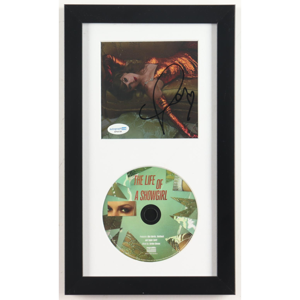 Taylor Swift Signed Custom Framed "The Life of a Showgirl" CD Insert Display with Disc (ACOA) at PristineAuction.com
