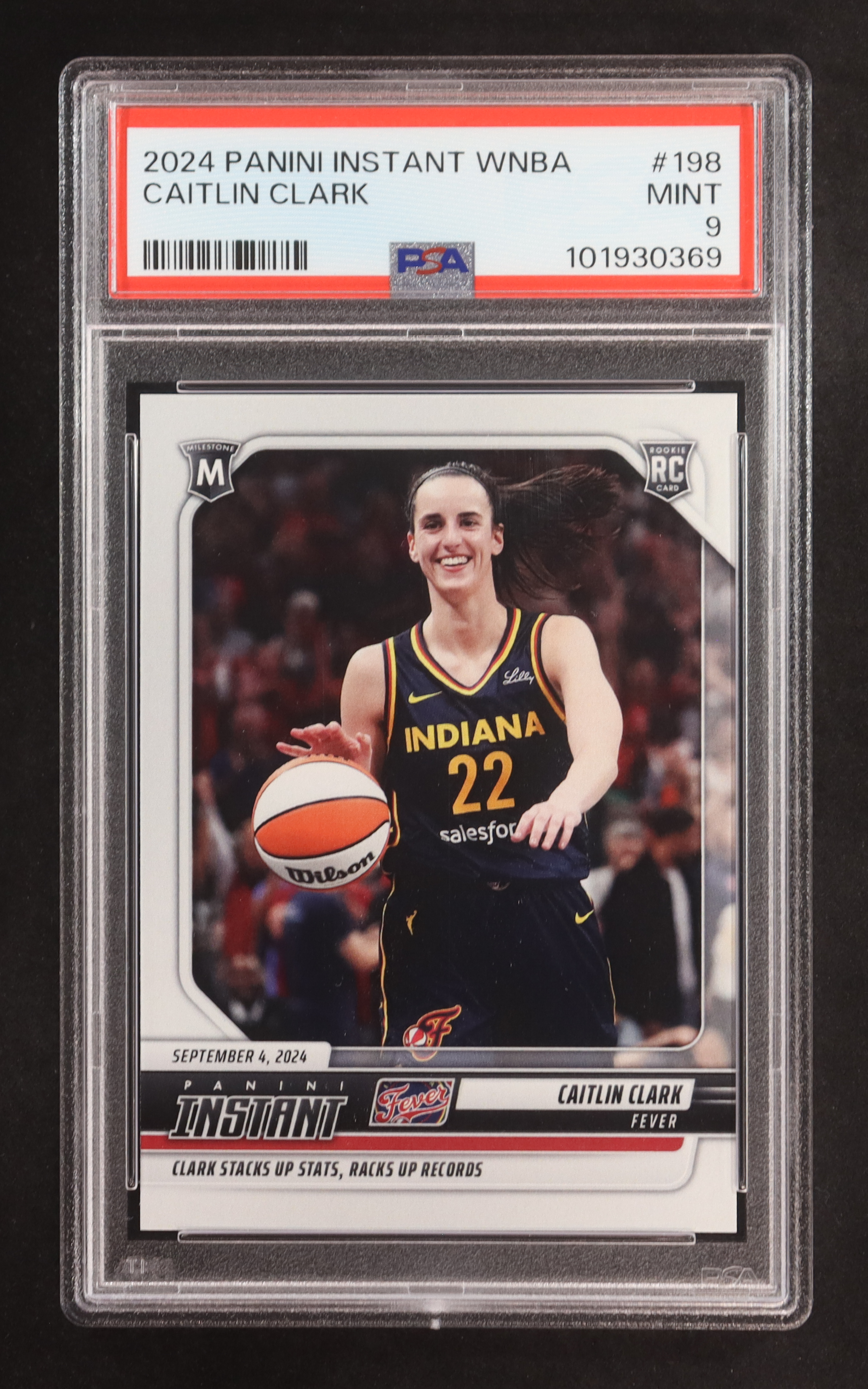 Caitlin Clark 2024 Panini Instant WNBA #198 RC #1/15219 (PSA 9) at PristineAuction.com Caitlin Clark 2024 Panini Instant WNBA #198 RC #1/15219 (PSA 9) at PristineAuction.com