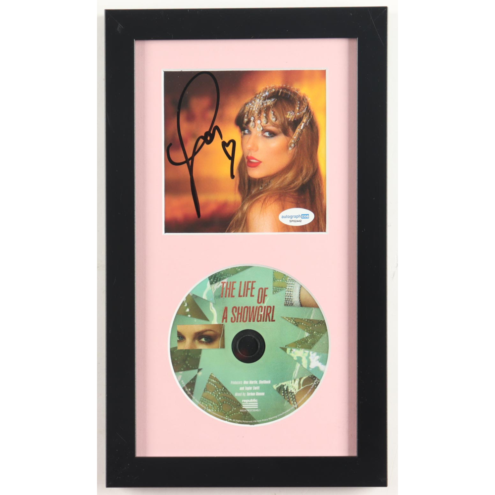 Taylor Swift Signed Custom Framed "The Life of a Showgirl" CD Insert Display with Disc (ACOA) at PristineAuction.com