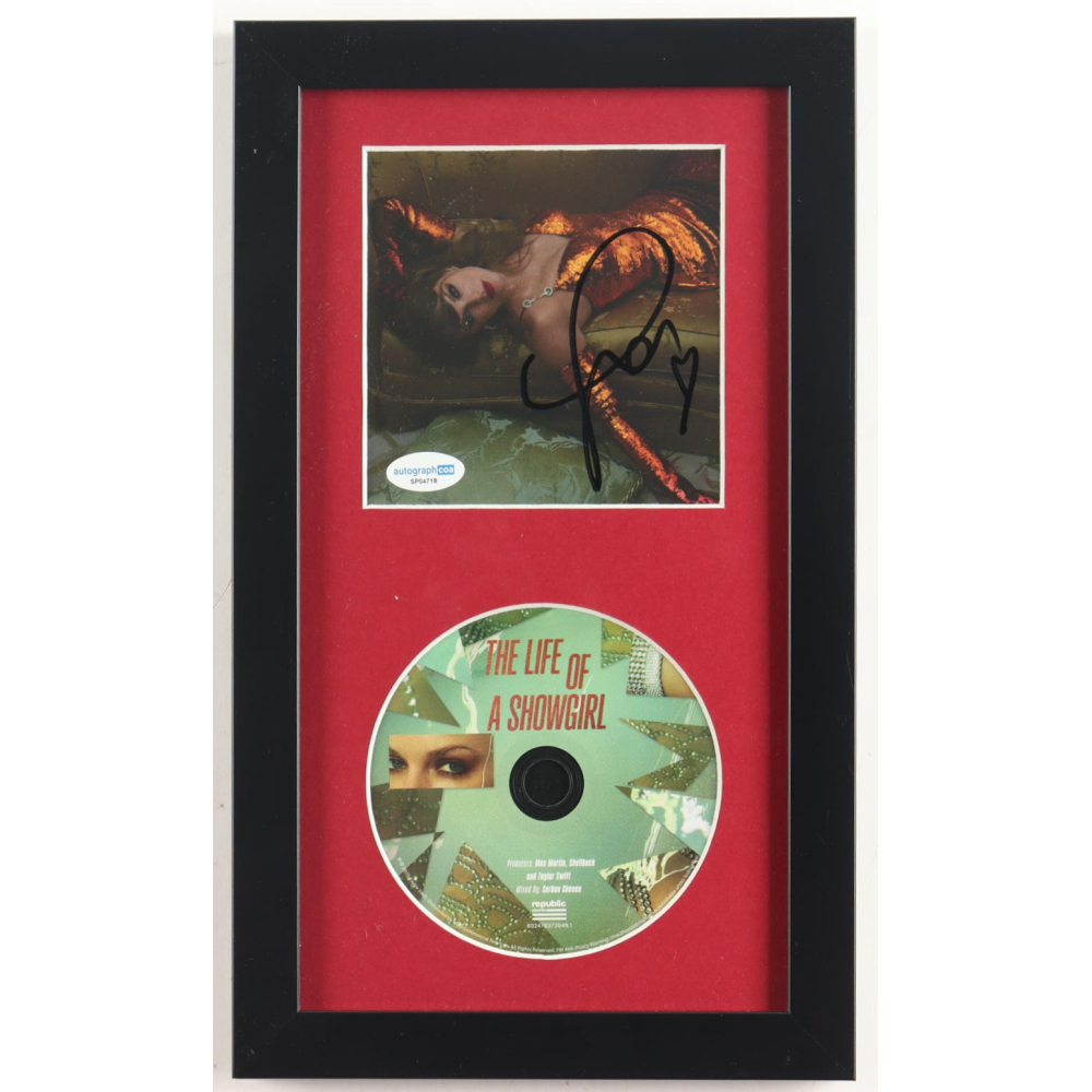 Taylor Swift Signed Custom Framed "The Life of a Showgirl" CD Insert Display with Disc (ACOA) at PristineAuction.com