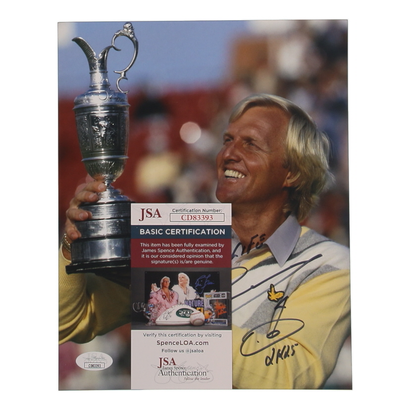Greg Norman Signed 8x10 Photo Inscribed "2k25" & "Attack Life" with Hand-Drawn Sketch (JSA) at PristineAuction.com Greg Norman Signed 8x10 Photo Inscribed "2k25" & "Attack Life" with Hand-Drawn Sketch (JSA) at PristineAuction.com