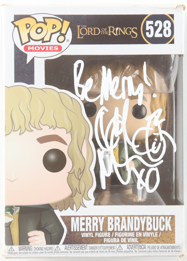 Dominic Monaghan Signed "The Lord of the Rings" #528 Merry Brandybuck Funko Pop! Vinyl Figure Inscribed Be "Merry!" & "XO" (JSA) at PristineAuction.com Dominic Monaghan Signed "The Lord of the Rings" #528 Merry Brandybuck Funko Pop! Vinyl Figure Inscribed Be "Merry!" & "XO" (JSA) at PristineAuction.com