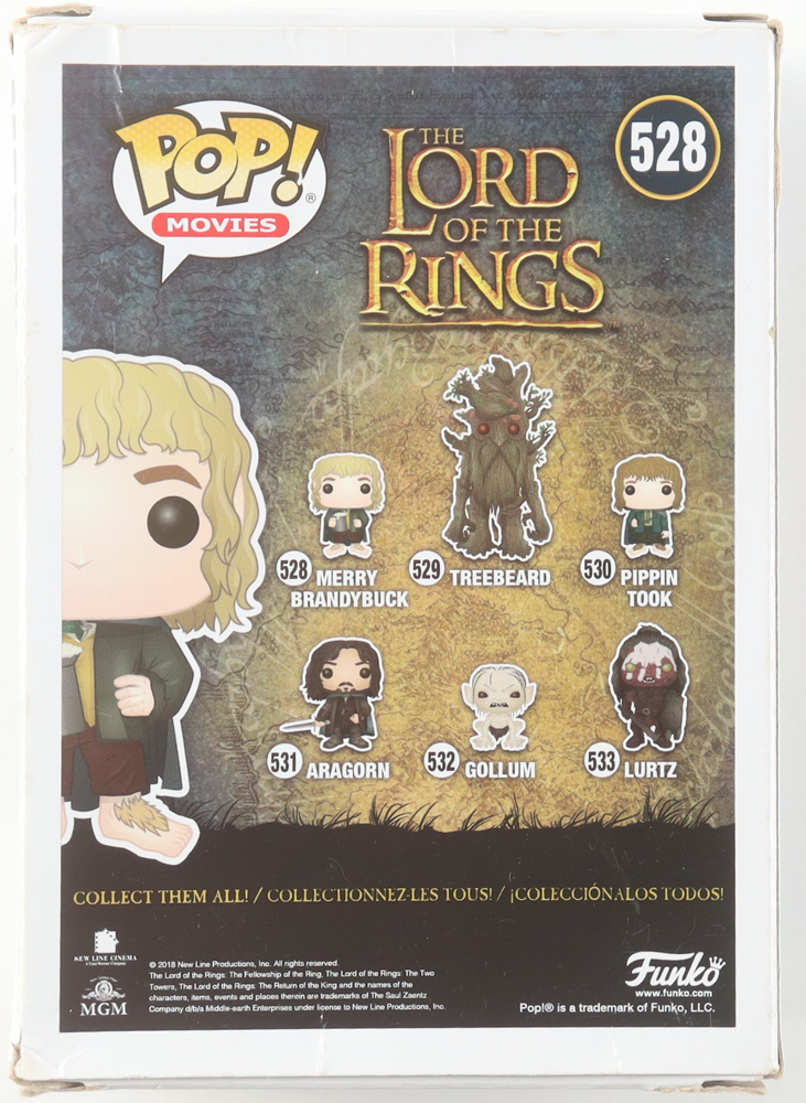 Dominic Monaghan Signed "The Lord of the Rings" #528 Merry Brandybuck Funko Pop! Vinyl Figure Inscribed Be "Merry!" & "XO" (JSA) at PristineAuction.com Dominic Monaghan Signed "The Lord of the Rings" #528 Merry Brandybuck Funko Pop! Vinyl Figure Inscribed Be "Merry!" & "XO" (JSA) at PristineAuction.com