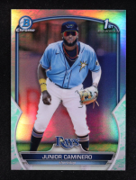 Junior Caminero 2023 Bowman Chrome Prospects Lunar Glow Refractors #BCP61 RC at PristineAuction.com
