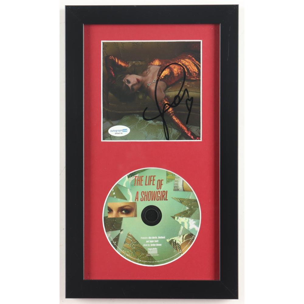 Taylor Swift Signed Custom Framed "The Life of a Showgirl" CD Insert Display with Disc (ACOA) at PristineAuction.com