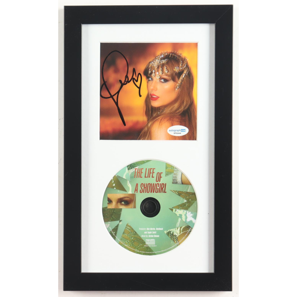 Taylor Swift Signed Custom Framed "The Life of a Showgirl" CD Insert Display with Disc (ACOA) at PristineAuction.com