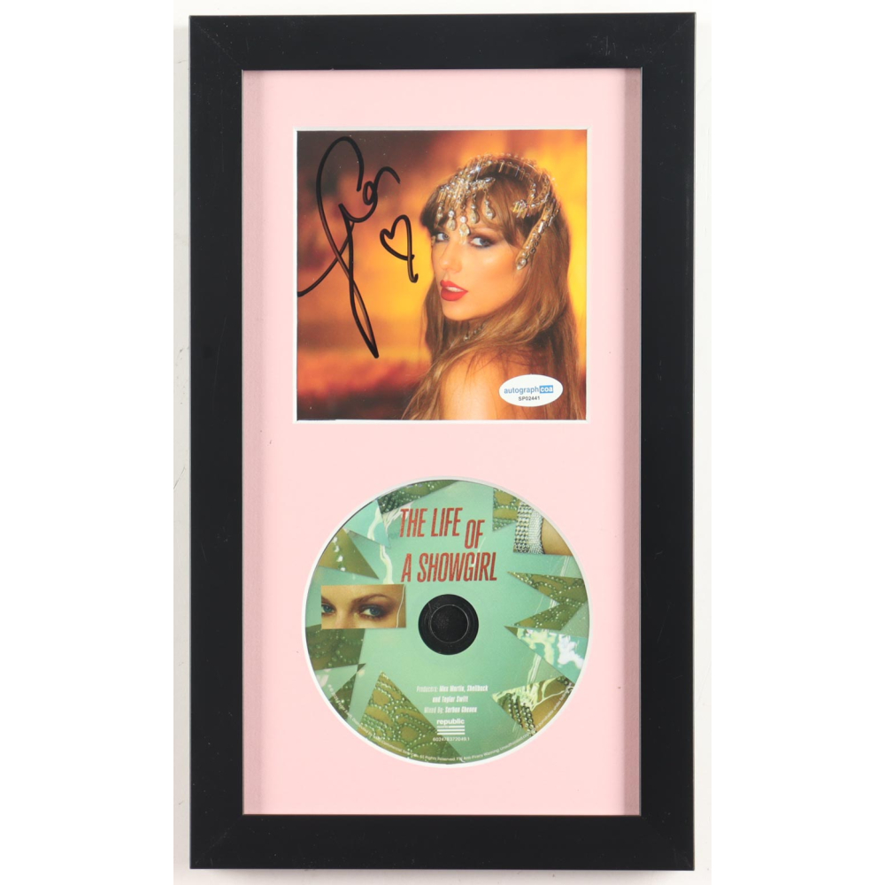 Taylor Swift Signed Custom Framed "The Life of a Showgirl" CD Insert Display with Disc (ACOA) at PristineAuction.com