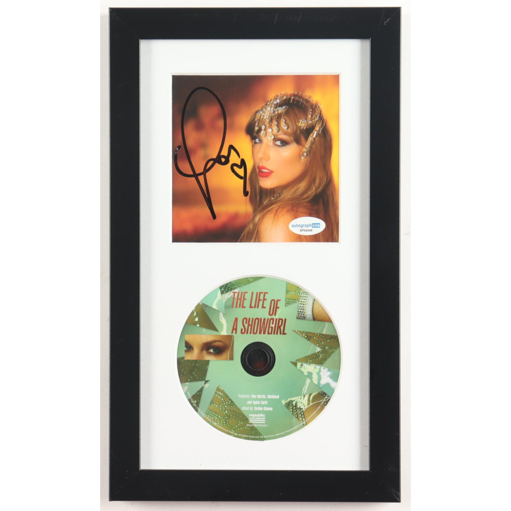 Taylor Swift Signed Custom Framed "The Life of a Showgirl" CD Insert Display with Disc (ACOA) at PristineAuction.com
