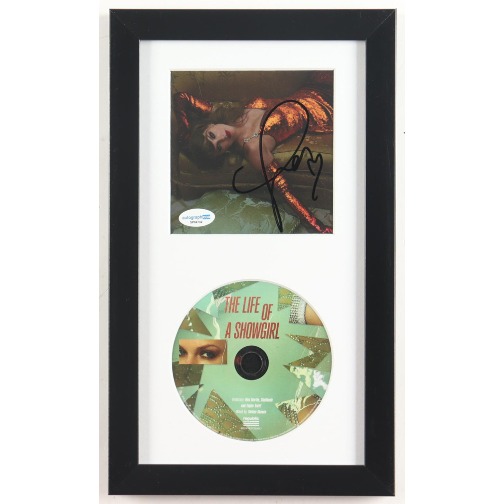 Taylor Swift Signed Custom Framed "The Life of a Showgirl" CD Insert Display with Disc (ACOA) at PristineAuction.com