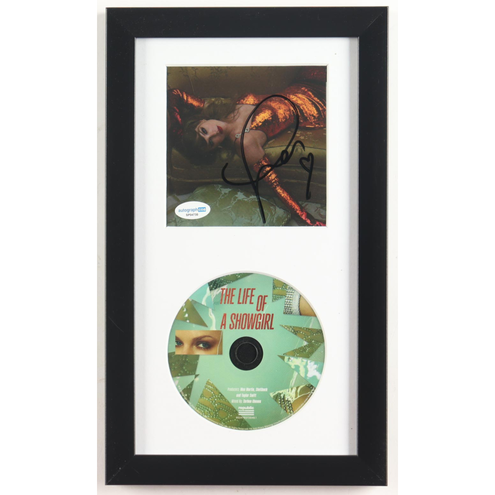 Taylor Swift Signed Custom Framed "The Life of a Showgirl" CD Insert Display with Disc (ACOA) at PristineAuction.com