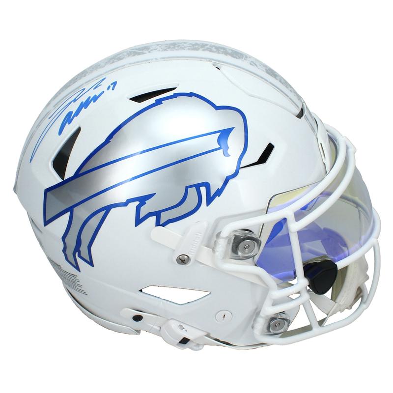 Josh Allen Signed Bills Full-Size Authentic On-Field Rivalries Alternate Speedflex Helmet with Custom Visor (Beckett) at PristineAuction.com Josh Allen Signed Bills Full-Size Authentic On-Field Rivalries Alternate Speedflex Helmet with Custom Visor (Beckett) at PristineAuction.com