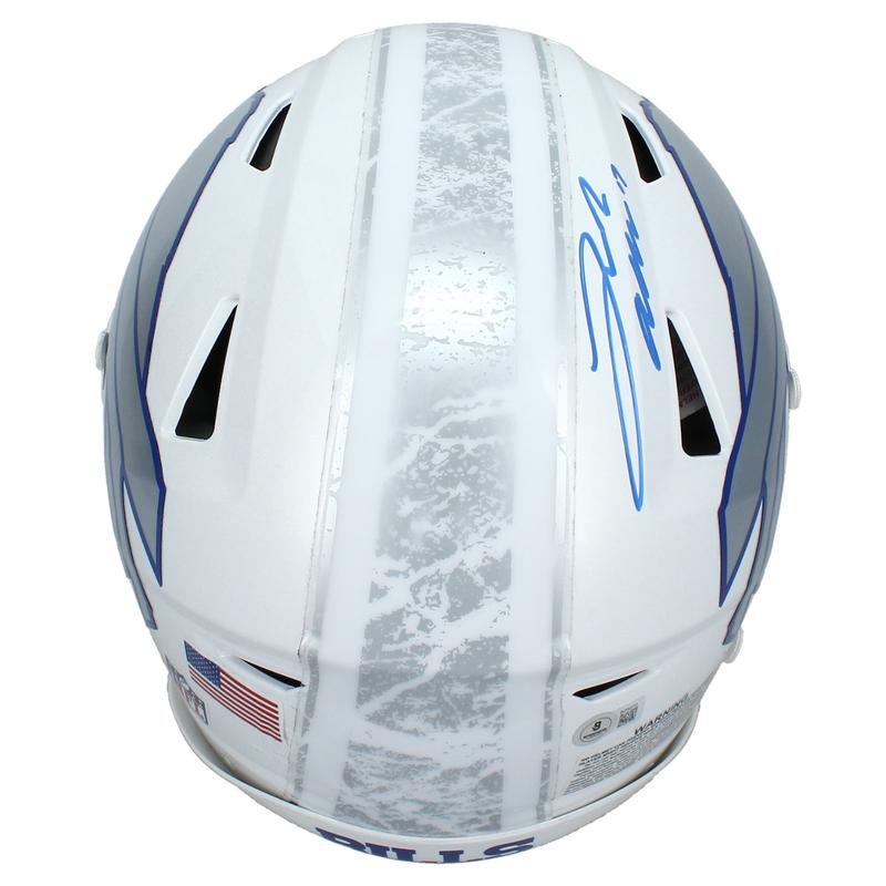 Josh Allen Signed Bills Full-Size Authentic On-Field Rivalries Alternate Speedflex Helmet with Custom Visor (Beckett) at PristineAuction.com Josh Allen Signed Bills Full-Size Authentic On-Field Rivalries Alternate Speedflex Helmet with Custom Visor (Beckett) at PristineAuction.com