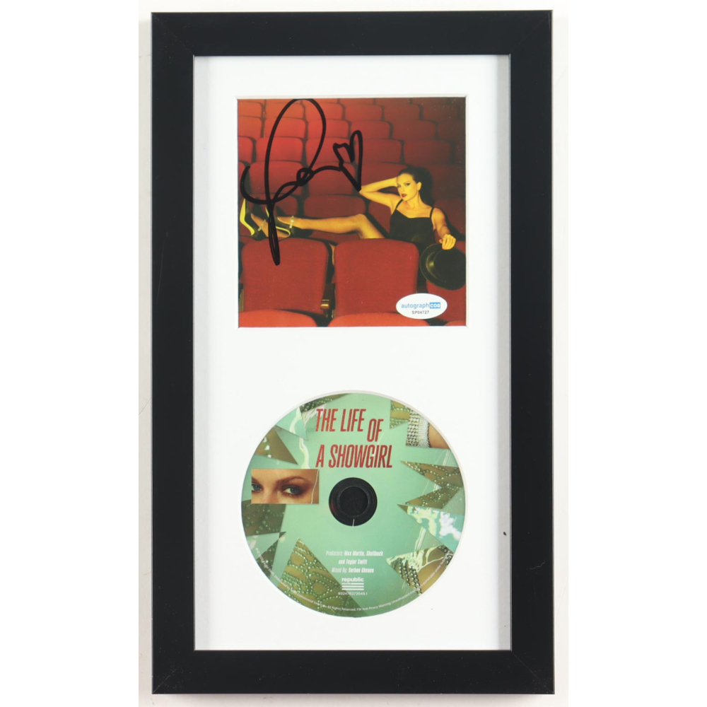 Taylor Swift Signed Custom Framed "The Life of a Showgirl" CD Insert Display with Disc (ACOA) at PristineAuction.com