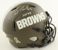 Joe Thomas Signed Browns Full-Size Salute To Service Alternate Speed Helmet Inscribed "HOF 23" (Beckett) at PristineAuction.com
