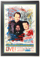 1992 HBO Comic Relief Custom Framed Poster Signed by (34) with Robin Williams, Richard Lewis, Denzel Washington, George Foreman at PristineAuction.com