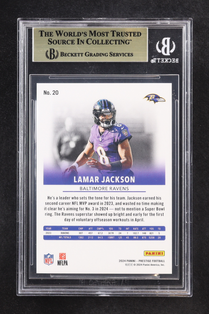 Lamar Jackson 2024 Panini Prestige Xtra Points Gold #20 #03/75 (BGS 9.5) at PristineAuction.com Lamar Jackson 2024 Panini Prestige Xtra Points Gold #20 #03/75 (BGS 9.5) at PristineAuction.com